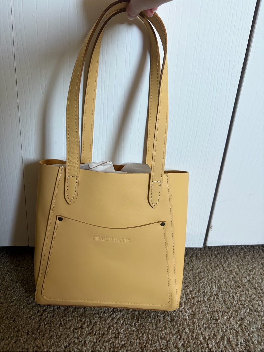 NWOT Portland Leather Goods Small Juliette Tote in Vanilla 🍨🍦💛 RARE COLOR